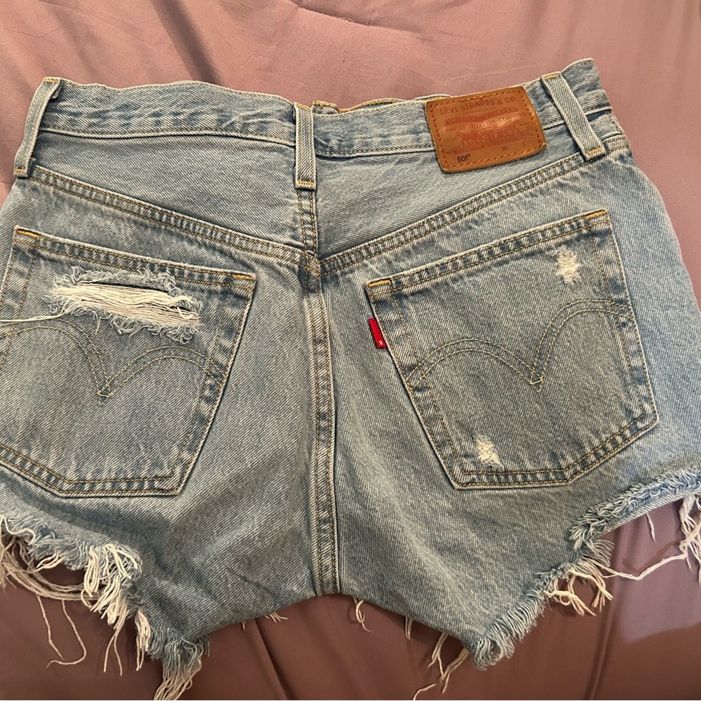 Levi's Women's Distressed Light Blue Jean Shorts